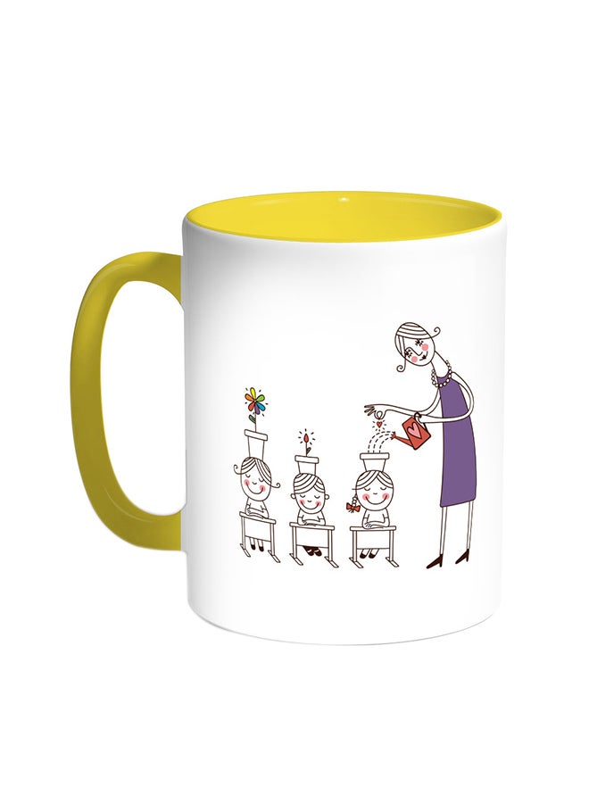 ديكالاك قدح قهوة - بلانيت ذا سيز أوف لوف إن تشيلدرن أصفر/ابيض