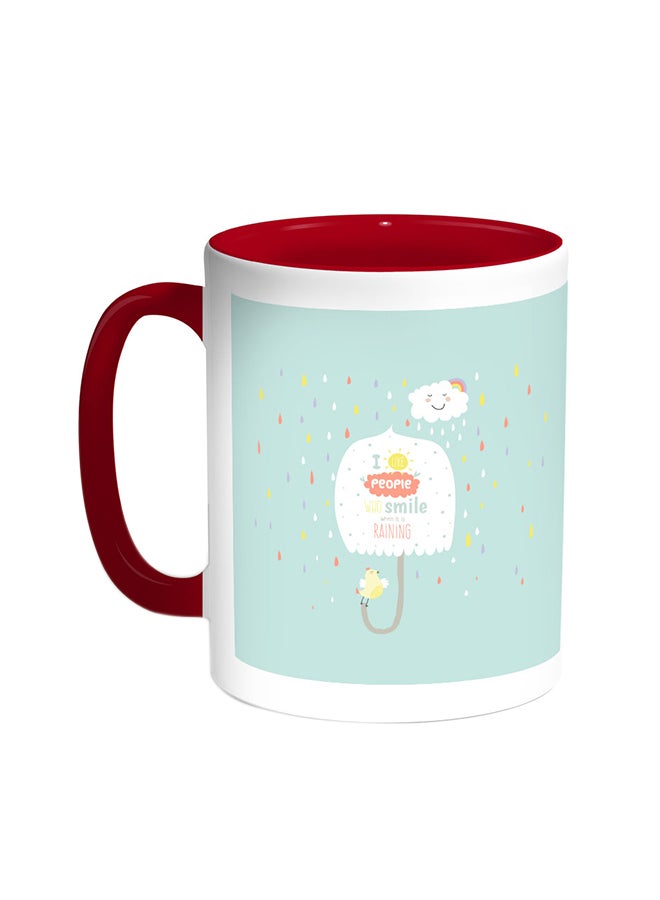 Decalac Rainy Clouds Printed Coffee Mug Red/White 