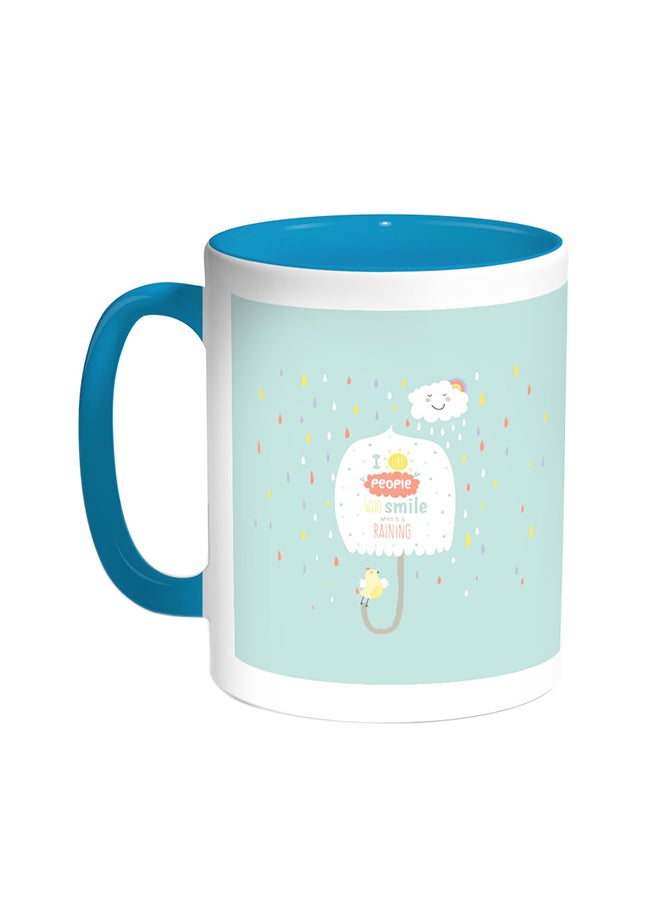 Decalac Rainy Clouds Printed Coffee Mug Turquoise/White 