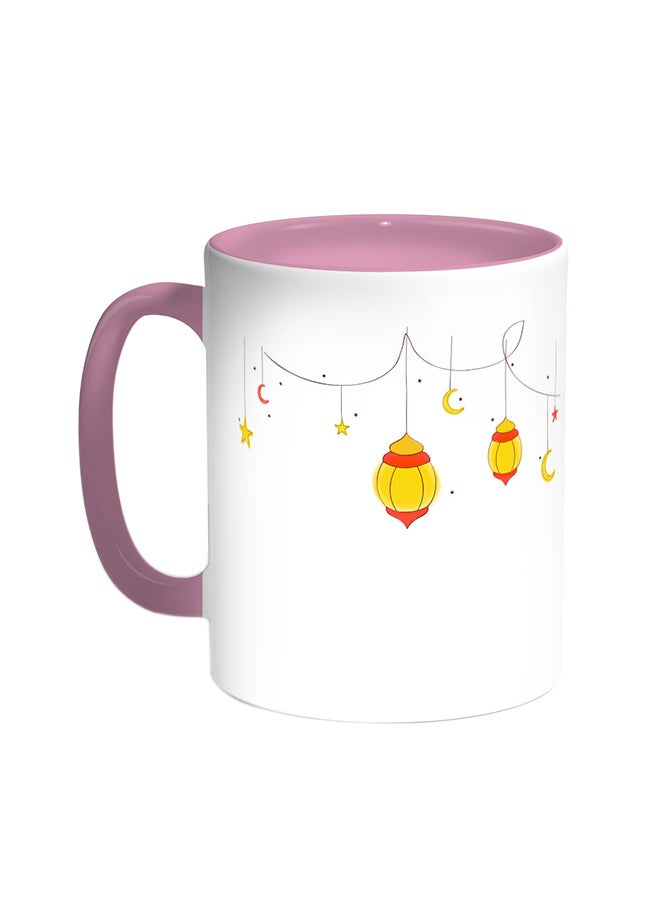 Decalac Ramadan Lanterns Printed Coffee Mug Pink/White 