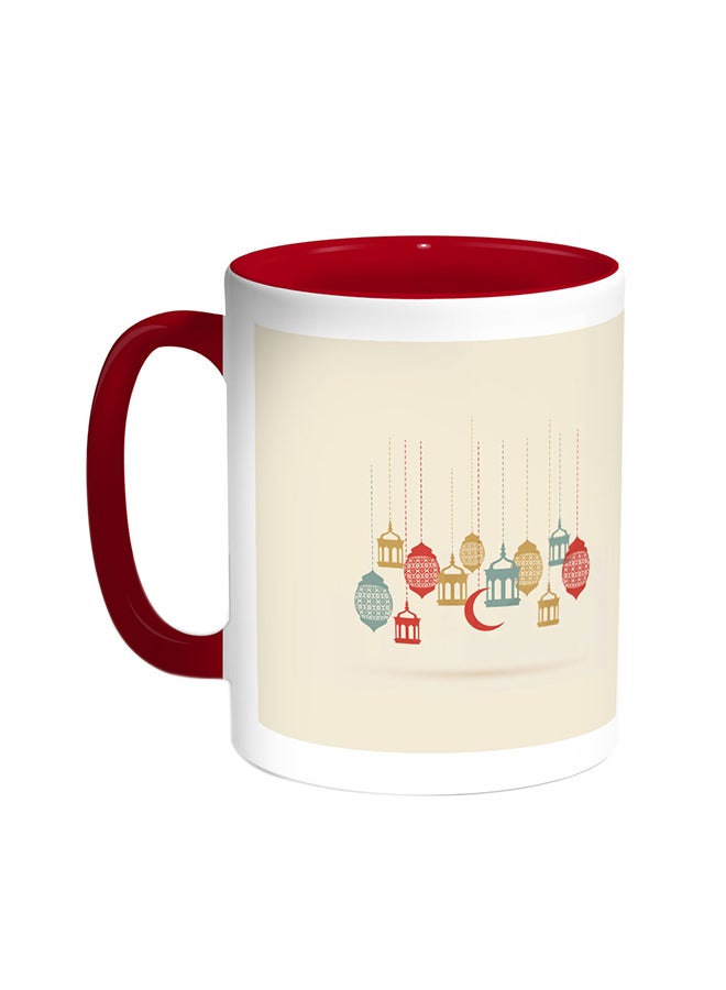 Decalac Ramadan Lanterns Printed Coffee Mug Red/White 