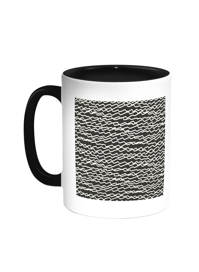 Random Lines Printed Coffee Mug Black/White