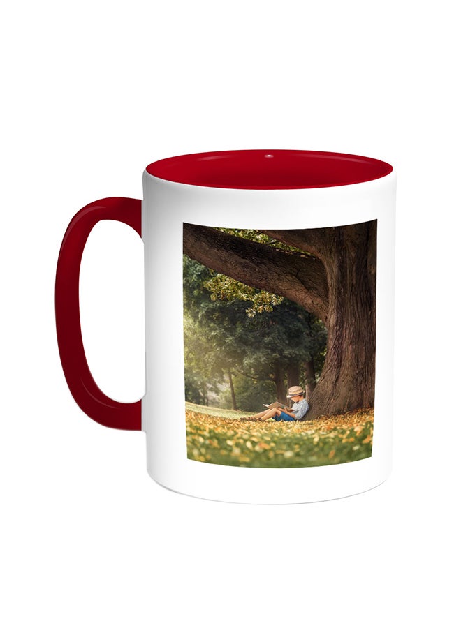 Reading In Nature Printed Coffee Mug Red/White