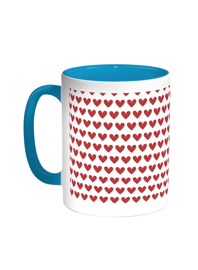 Decalac Hearts Printed Coffee Mug Turquoise/White