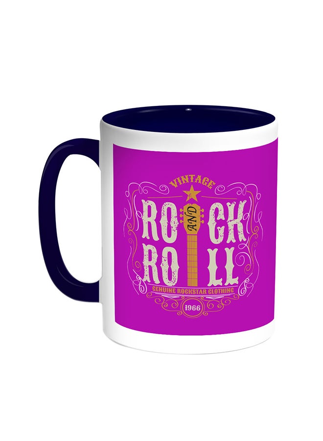 Decalac Rock And Roll Printed Coffee Mug Blue/White