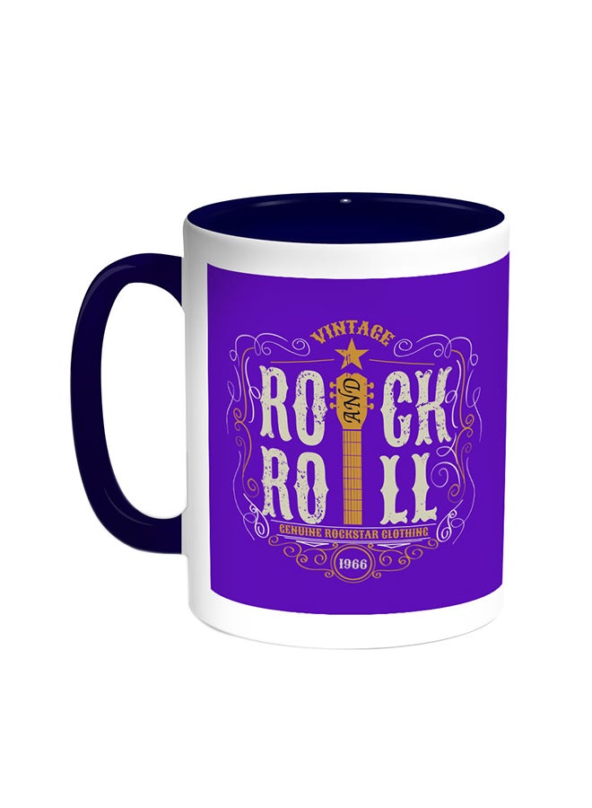 Decalac Rock And Roll Printed Coffee Mug Blue/White