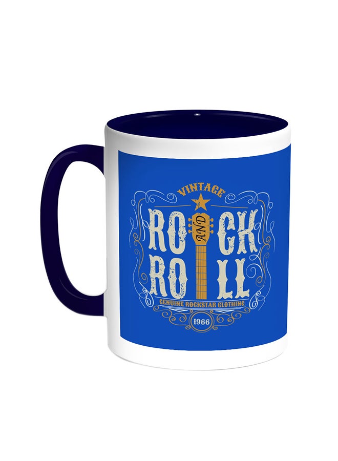 Decalac Rock And Roll Printed Coffee Mug Blue/White