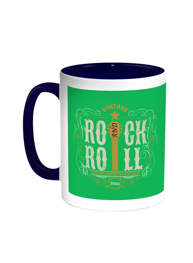 Decalac Rock And Roll Printed Coffee Mug Blue/White