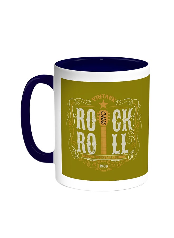 Decalac Rock And Roll Printed Coffee Mug Blue/White