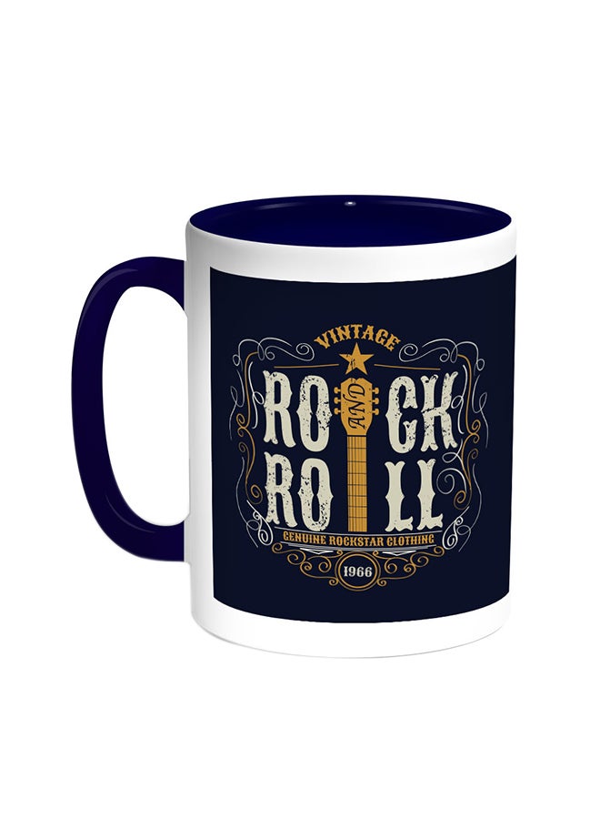 Decalac Rock And Roll Printed Coffee Mug Blue/White