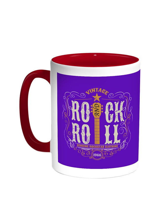Decalac - Rock And Roll Printed Coffee Mug Red/White - Image 1