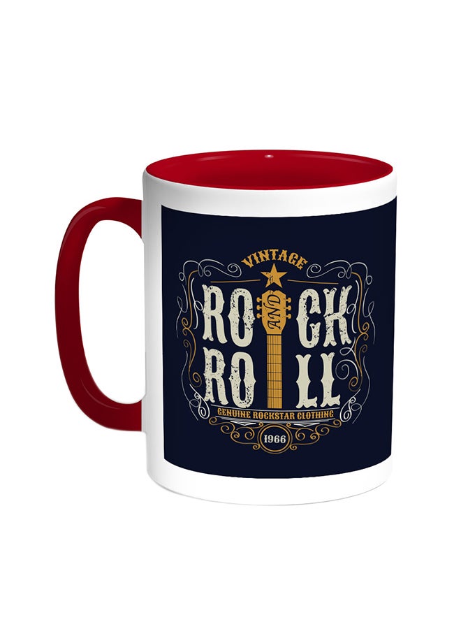 Decalac - Rock And Roll Printed Coffee Mug Red/White - Image 1