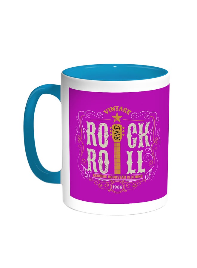 Decalac Rock And Roll Printed Coffee Mug Turquoise/White