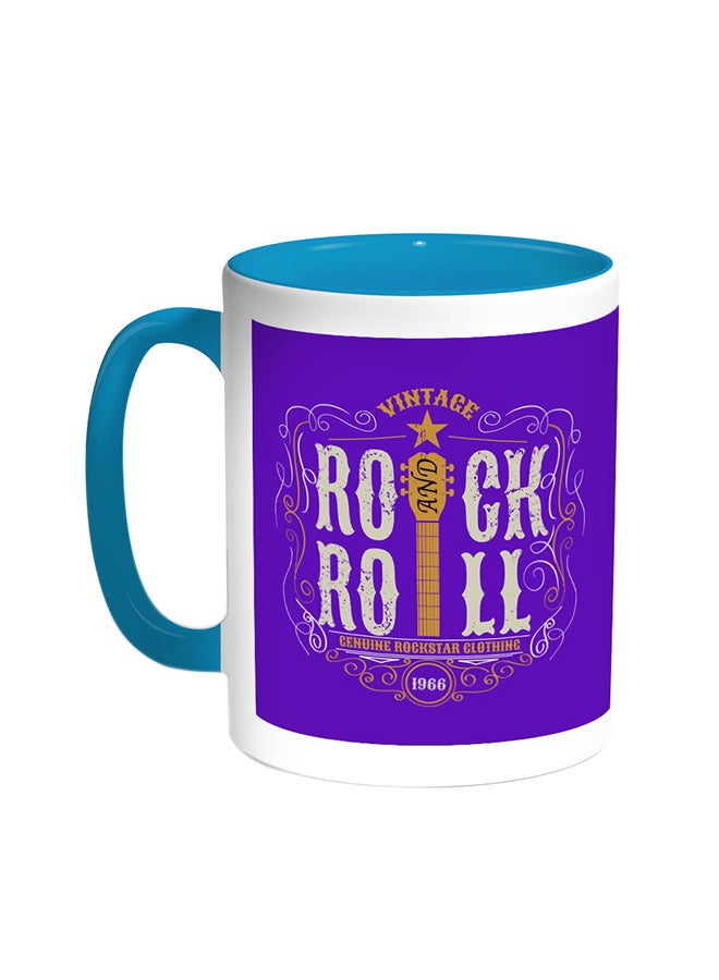 Decalac Rock And Roll Printed Coffee Mug Turquoise/White