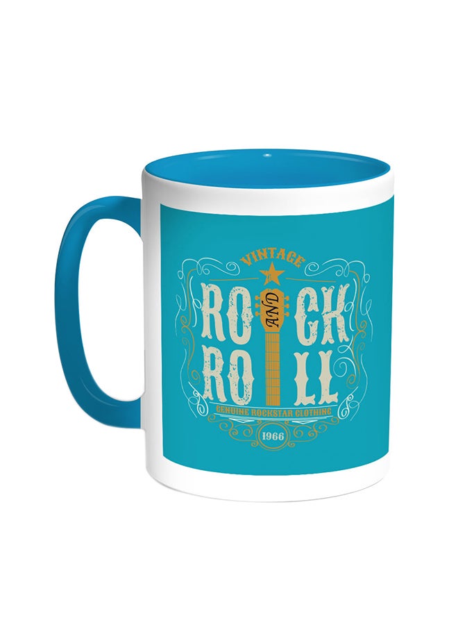 Decalac Rock And Roll Printed Coffee Mug Turquoise/White