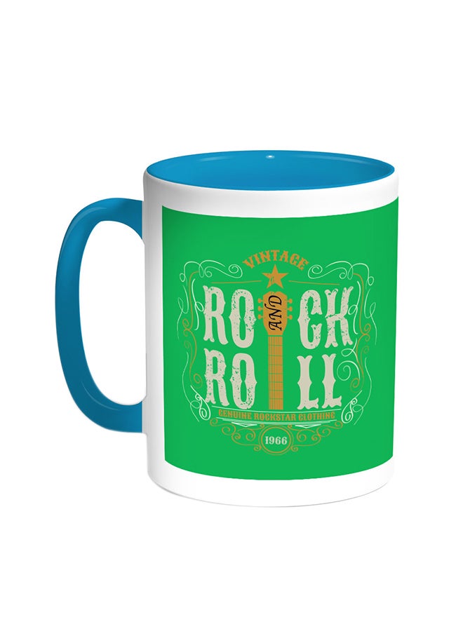 Decalac Rock And Roll Printed Coffee Mug Turquoise/White