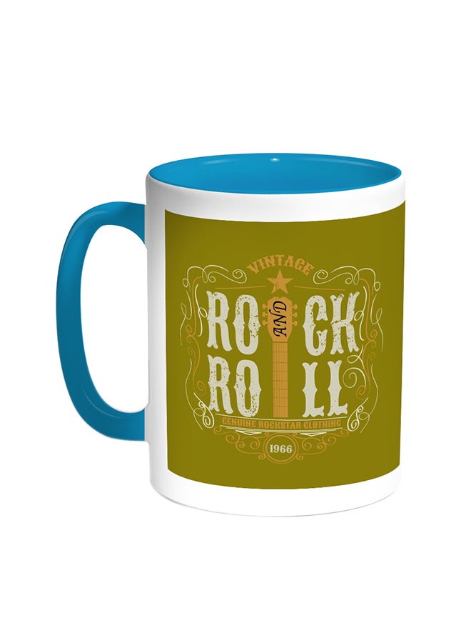 Decalac Rock And Roll Printed Coffee Mug Turquoise/White