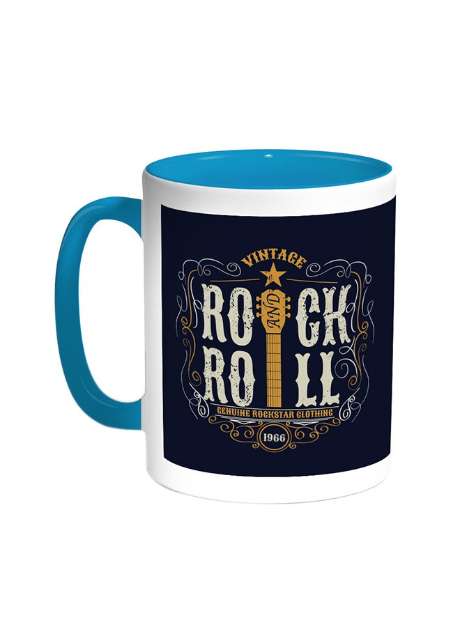 Decalac Rock And Roll Printed Coffee Mug Turquoise/White