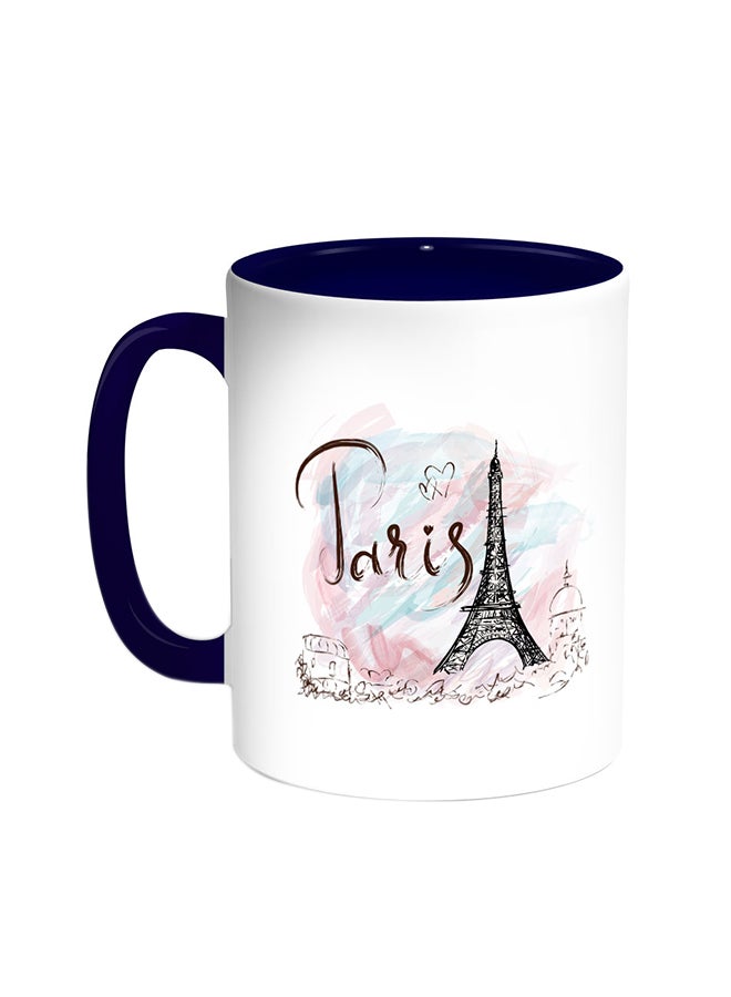 Romantic - Eiffel Tower Printed Coffee Mug Blue/White