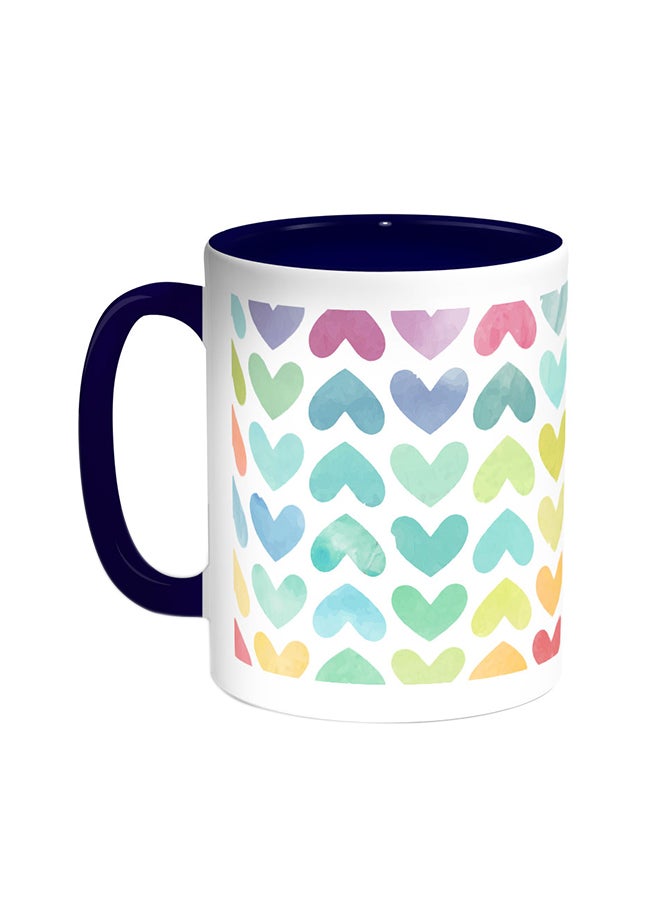 Romantic - Hearts Printed Coffee Mug Blue/White