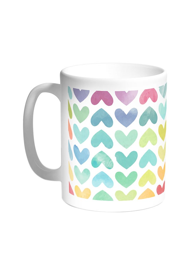 Romantic - Hearts Printed Coffee Mug White