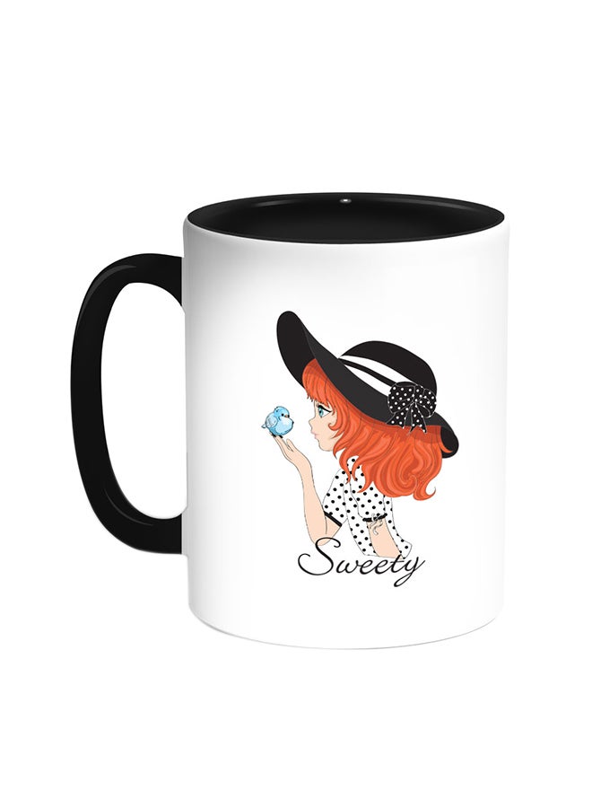 Romantic Printed Coffee Mug Black/White