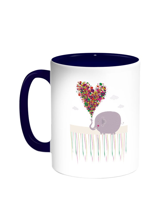 قدح قهوة بتصميم رومانسي أزرق/ أبيض