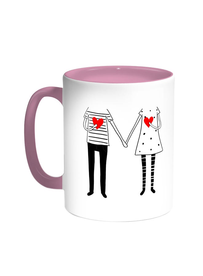 Romantic Printed Coffee Mug Pink/White