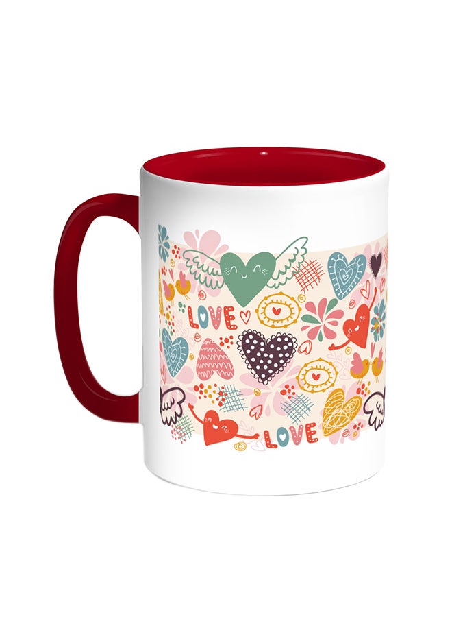 Decalac Romantic Printed Coffee Mug Red/White