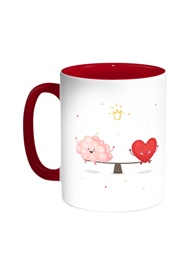 Decalac Romantic Printed Coffee Mug Red/White