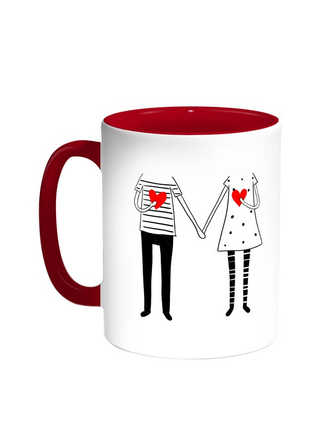 ديكالاك قدح قهوة بتصميم رومانسي أحمر/أبيض