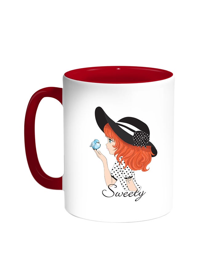 Decalac Romantic Printed Coffee Mug Red/White