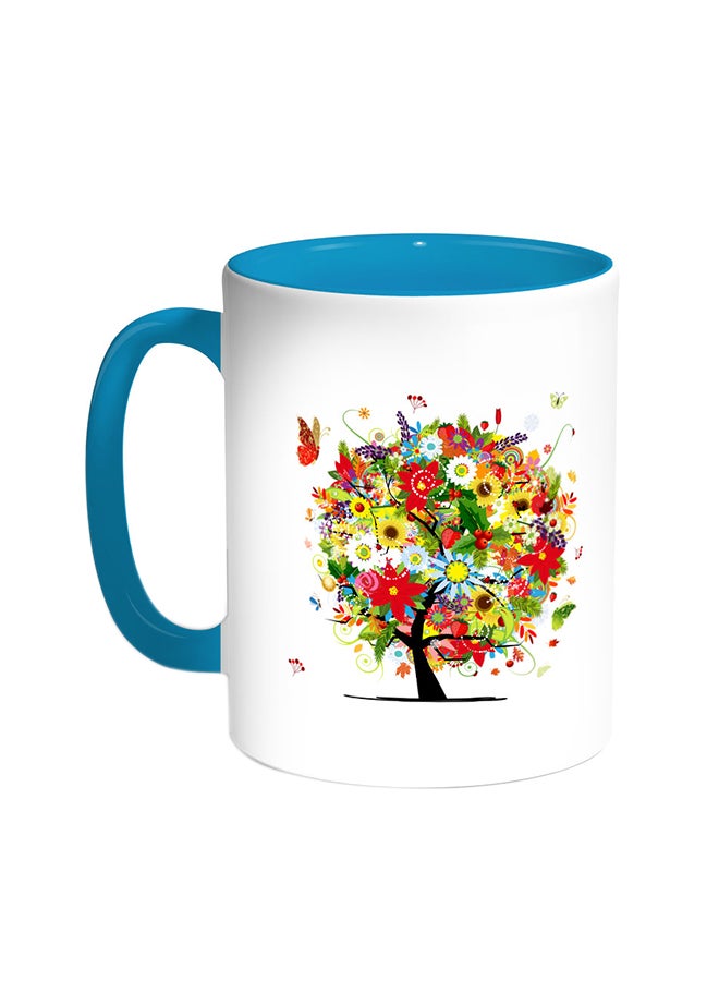 Romantic Printed Coffee Mug Turquoise/White