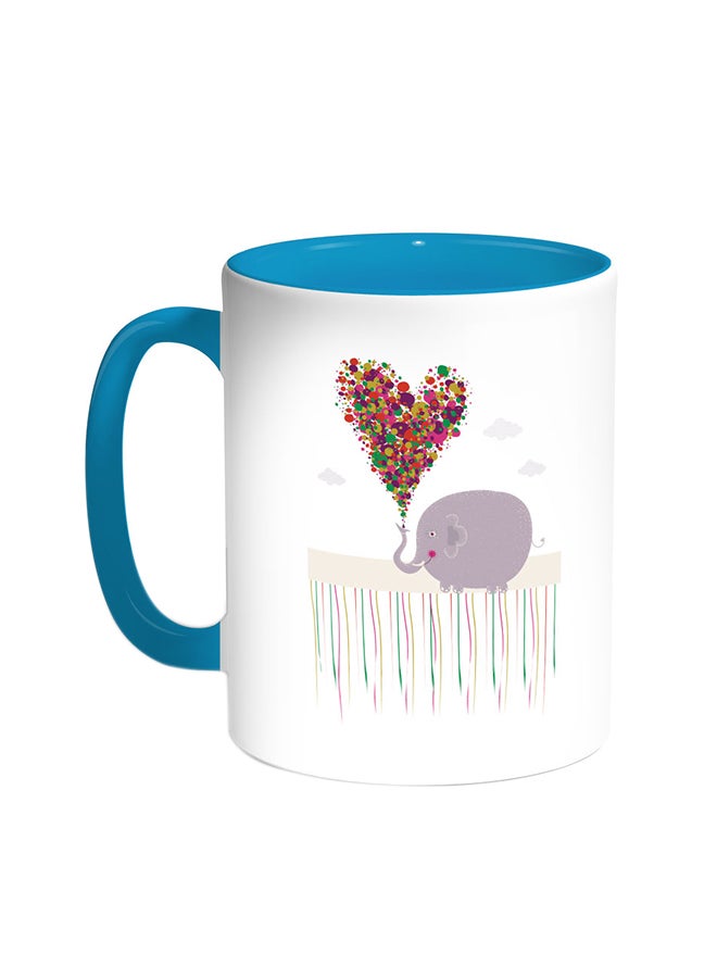 Decalac Romantic Printed Coffee Mug Turquoise/White