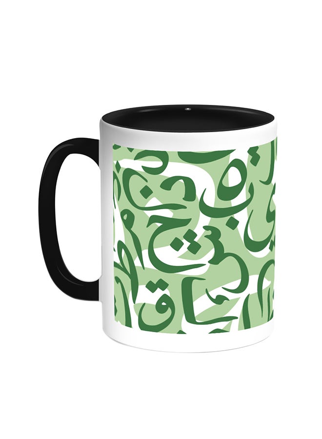 Decalac Scattered Letters Printed Coffee Mug Black/White