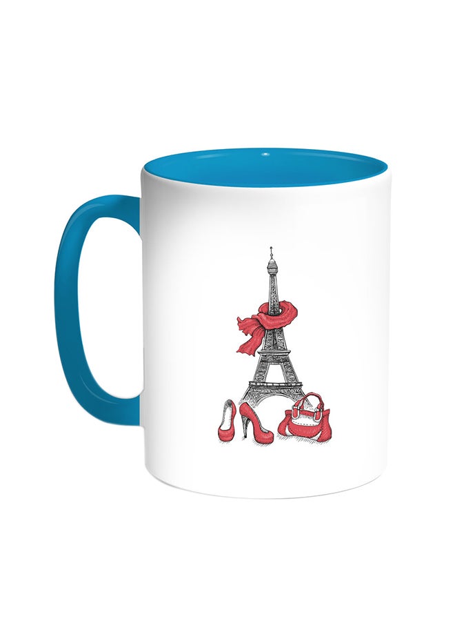 Decalac Shopping In Paris Printed Coffee Mug Turquoise/White