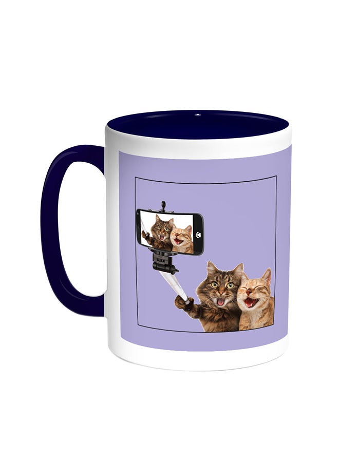 ديكالاك قدح قهوة - صورة سيلفي للقطط أزرق/ أبيض
