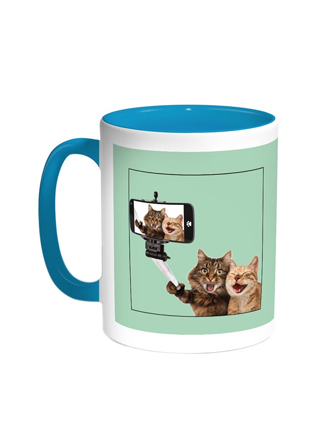 Decalac Silvie Picture - Cats Printed Coffee Mug Turquoise/White