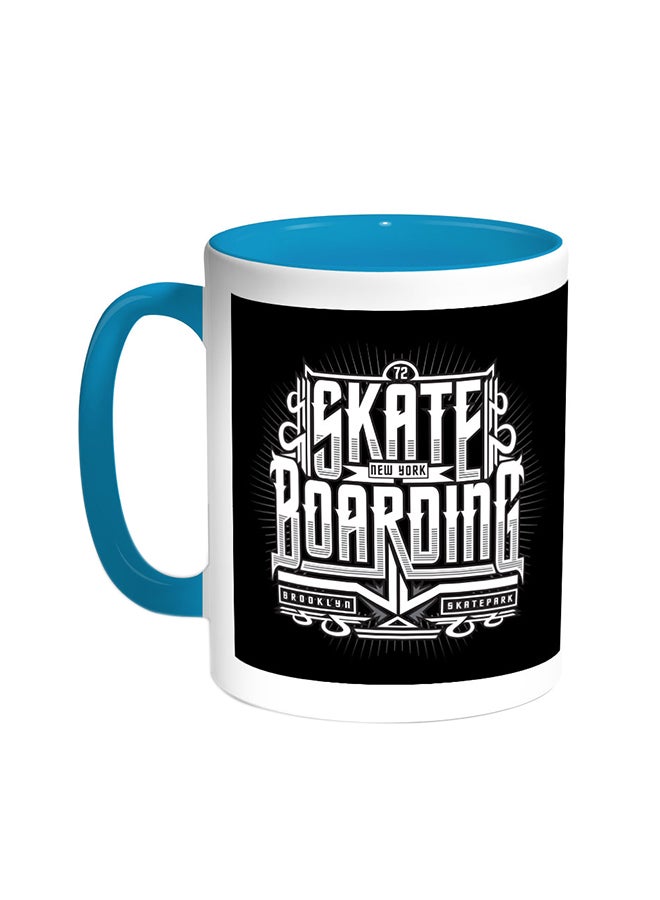 Decalac Skate Bording Printed Coffee Mug Turquoise/White