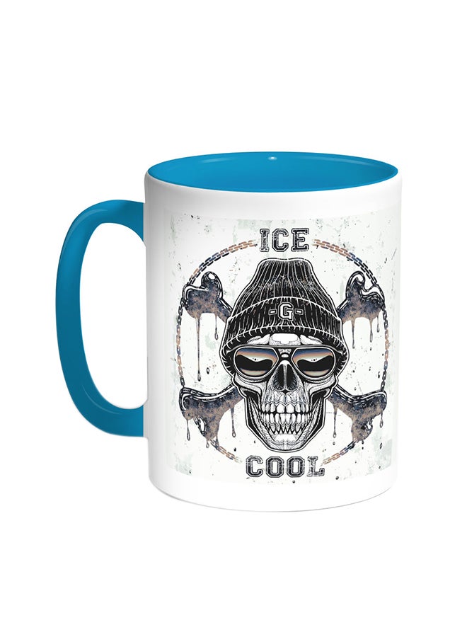 Decalac Skull Iced Printed Coffee Mug Turquoise/White