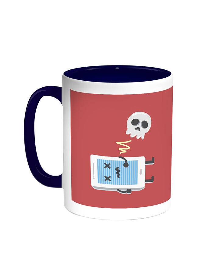 Skull Printed Coffee Mug Blue/White
