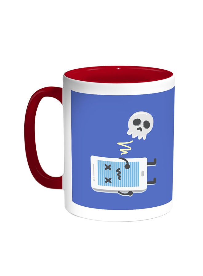 Decalac Skull Printed Coffee Mug Red/White