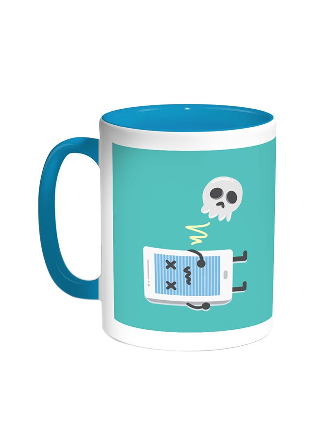 Decalac Skull Printed Coffee Mug Turquoise/White