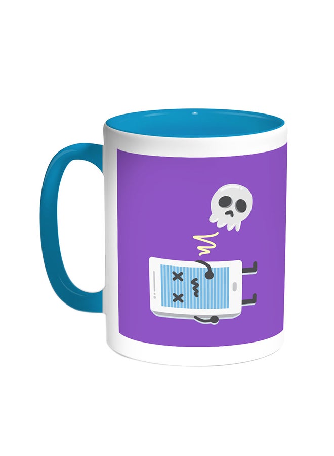 Decalac Skull Printed Coffee Mug Turquoise/White