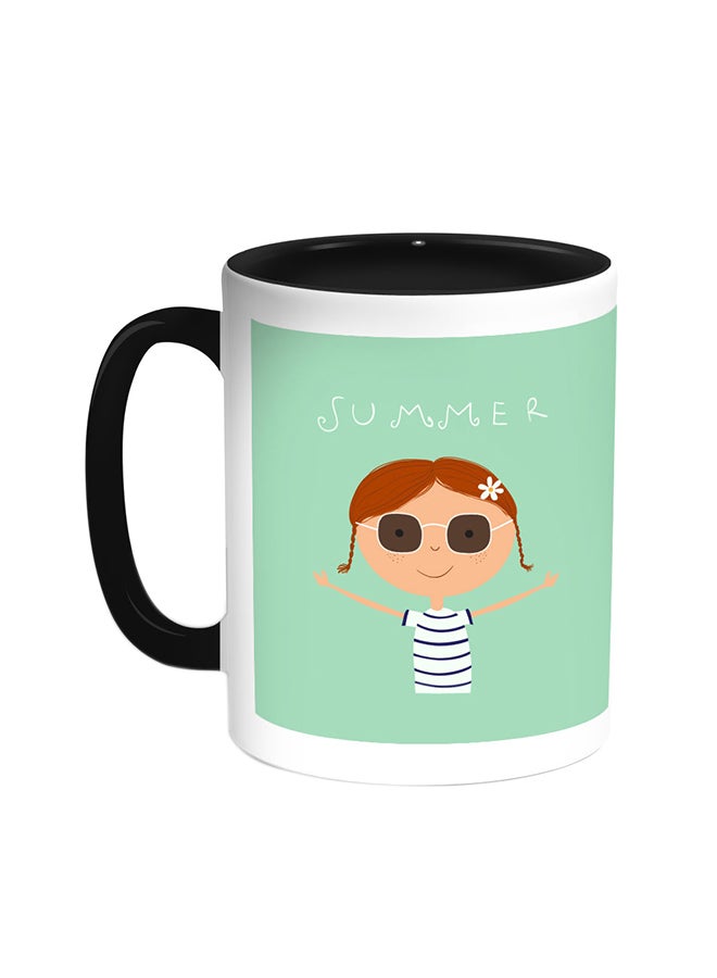 Decalac Summer Printed Coffee Mug Black/White