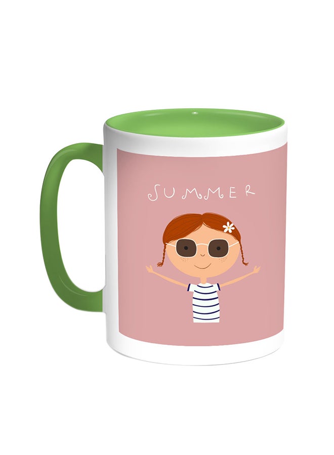 Decalac Summer Printed Coffee Mug Green/White 