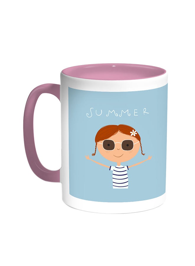 Decalac - Summer Printed Coffee Mug Pink/White - Image 1