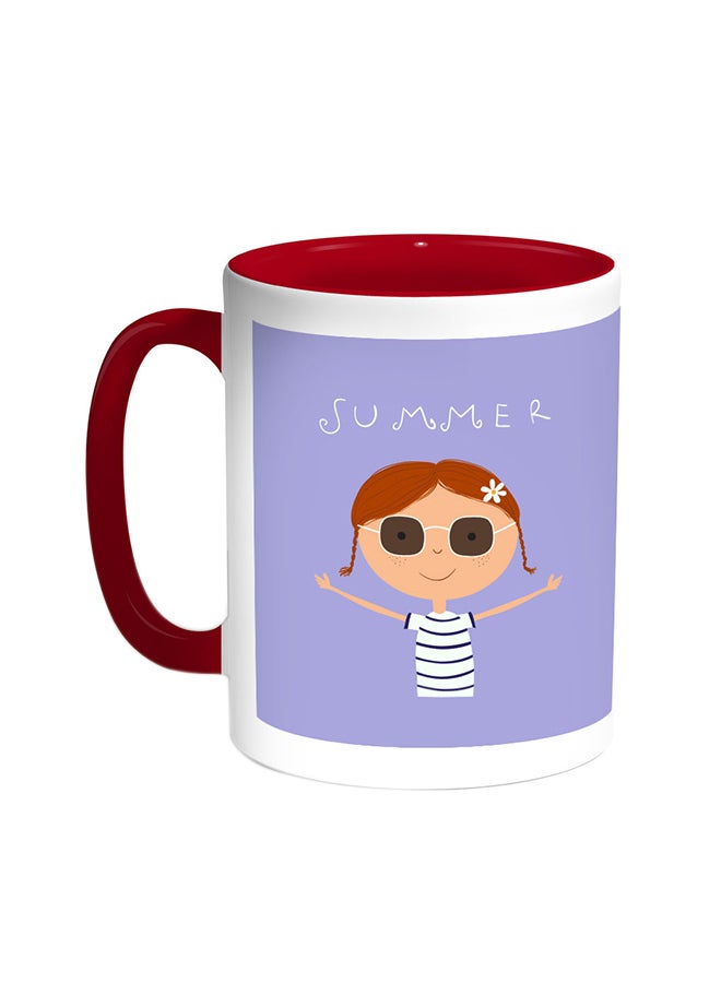 كوب قهوة مطبوع علية عبارة "سامار" أحمر/أبيض