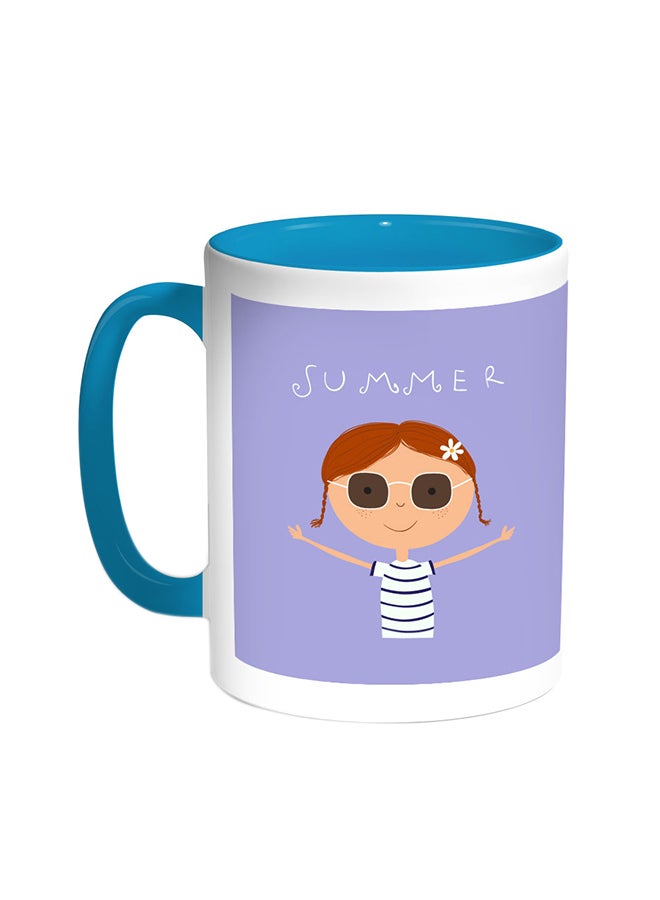 كوب قهوة مطبوع علية عبارة "سامار" تركواز/أبيض