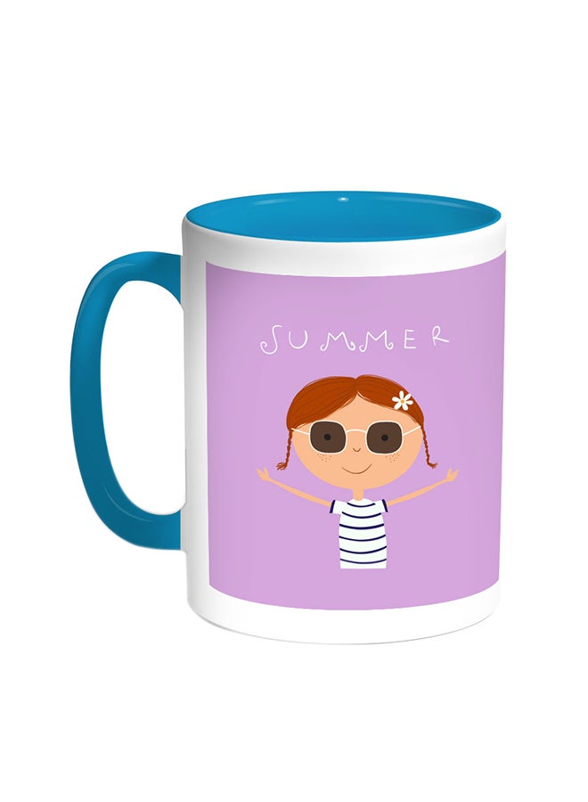 كوب قهوة مطبوع علية عبارة "سامار" تركواز/أبيض